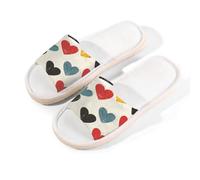 Mexpekil Sliders - Pantofole estive da donna, con punta aperta, per interni ed esterni, stampa con cuori e scritta "Love", Stampa retrò beige a forma di cuore, 37.5/38.5 EU