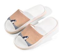 Mexpekil Sliders - Pantofole estive da donna, con punta aperta, per interni ed esterni, stampa pinguino sotto il cielo stellato, Stampa Pinguino Sotto Cielo Stellato, 37.5/38.5 EU