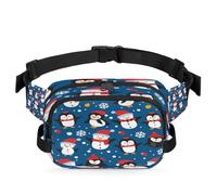 Mexpekil Snowy Friends - Marsupio con cerniera bidirezionale, impermeabile, con tracolla regolabile, Nero