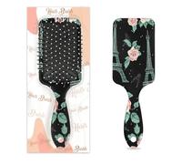 Mexpekil Spazzola districante per capelli a forma di Torre Eiffel con rose di Parigi, spazzola per capelli bagnati e asciutti, massaggiante, pettine a cuscino d'aria, per ragazze e donne