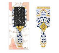Mexpekil Spazzola districante per capelli a pagaia con motivo a piastrelle di ceramica giallo e blu, spazzole per capelli asciutti e bagnati, massaggi, pettine a cuscino d'aria, per ragazze donne e