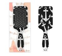 Mexpekil Spazzola per capelli districante con ancora marina nera e bianca, spazzola per capelli bagnati e asciutti, massaggi, cuscino d'aria, pettine per ragazze donne uomini