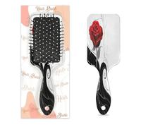 Mexpekil Spazzola per capelli districante floreale con rose nere bianche e rosse spazzole per capelli bagnati e asciutti massaggianti pettine a cuscino d'aria per ID ragazze donne uomini