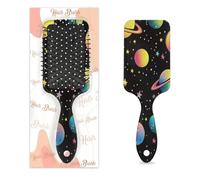 Mexpekil Spazzola per capelli massaggiante, per donne e uomini, spazzola districante per capelli bagnati o asciutti, pettini morbidi a cuscino d'aria (pianeti, lune, stelle, neon)