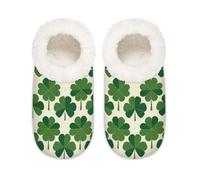 Mexpekil St Patricks - Pantofole da donna con foglie di trifoglio, antiscivolo, per donne, uomini e donne, Foglia di trifoglio verde di San Patrizio, XX-Large largo
