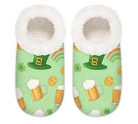 Mexpekil St Patricks Shamrock Cappelli Pantofole da donna Fuzzy House Slipper scarpe antiscivolo per donne uomini signore, St Patricks Shamrock Cappelli, XX-Large largo