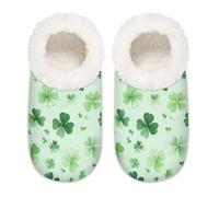 Mexpekil St Patricks Shamrock Lucky Leaf Pantofole da donna Fuzzy House Slipper antiscivolo per donne uomini signore, Foglia portafortuna di San Patrizio con trifoglio, XX-Large largo