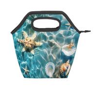 Mexpekil Summer Ocean Beach Starfish Seashell Borsa per il pranzo isolata riutilizzabile impermeabile a prova di perdite Tote per bambini adulti scuola ufficio picnic