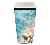 Mexpekil Summer Sea Beach Starfish Seashell - Manicotto riutilizzabile per bevande calde e fredde, in neoprene, per bevande calde e fredde, adatto per bevande da 760 a 800 ml