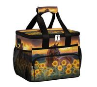 Mexpekil Sunflower Brown Horse Borse per il pranzo isolate riutilizzabili per donne uomini adulti borsa termica per il pranzo grande riutilizzabile borsa termica per il pranzo per il lavoro picnic