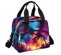 Mexpekil Sunset Clouds Hawaiian Palm Tree Borsa termica riutilizzabile isolata per il pranzo per ragazzi, ragazze, donne, uomini, borsa termica per il pranzo con tracolla, per scuola, lavoro, picnic
