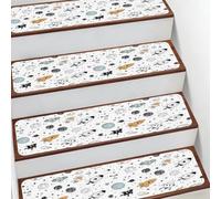 Mexpekil Tappetini antiscivolo per scale, 15 pezzi, motivo: spazio, universo, razzi, pianeti, gradini per gradini