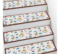 Mexpekil Tappetini per scale, 15 pezzi, colorati, con universo e razzi, pianeti, antiscivolo, gradini, bullnose