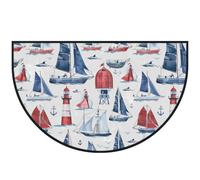 Mexpekil Tappetino antiscivolo lavabile a semicerchio per interni ed esterni con navi fari, tappetino assorbente e semicircolare, 100 x 160 cm