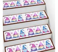 Mexpekil Tappetino antiscivolo per scale, 1 pezzo, colorato, con tre gnomi e stelle, antiscivolo, per gradini