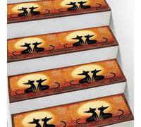 Mexpekil Tappetino antiscivolo per scale, 1 pezzo, motivo: coppia di gatti etnici