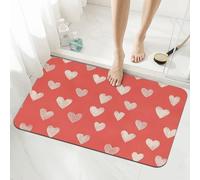 Mexpekil Tappetino da bagno con motivo a cuori, 40 x 60 cm, assorbente, antiscivolo, antimuffa, lavabile, per bagno, cucina, ingresso