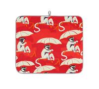 Mexpekil Tappetino per asciugare i piatti a forma di ombrello a scimmia in stile cinese, 40,6 x 45,7 cm, assorbente da cucina, tappetino scolapiatti ad asciugatura rapida, tappetino da bar per caffè