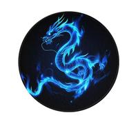 Mexpekil Tappetino per mouse blu con drago incandescente con base in gomma antiscivolo, tappetino per mouse piccolo rotondo con bordo cucito, accessori da scrivania per lavorare e giocare da 20 cm