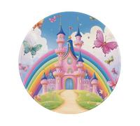 Mexpekil Tappetino per mouse colorato con castello arcobaleno con base in gomma antiscivolo, tappetino per mouse rotondo piccolo tappetino per mouse rotondo con bordo cucito, accessori da scrivania