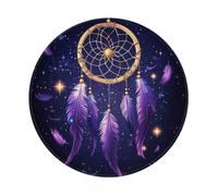 Mexpekil Tappetino per mouse con acchiappasogni, viola, con base in gomma antiscivolo, tappetino per mouse piccolo rotondo con bordo cucito, accessori da scrivania per lavorare e giocare da 20 cm