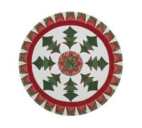 Mexpekil Tappetino per mouse con albero di Natale patchwork con base in gomma antiscivolo, tappetino per mouse piccolo rotondo con bordo cucito, accessori da scrivania per lavoro e gioco da 20 cm