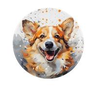 Mexpekil Tappetino per mouse con cane Corgi, con base in gomma antiscivolo, piccolo tappetino per mouse rotondo con bordo cucito, accessori da scrivania per lavorare e giocare da 20 cm