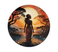 Mexpekil Tappetino per mouse con foresta africana con base in gomma antiscivolo, tappetino per mouse rotondo con bordo cucito, accessori da scrivania per lavoro e gaming 20 cm