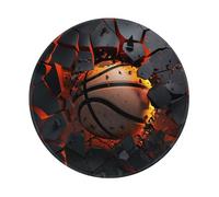 Mexpekil Tappetino per mouse con motivo basket con base in gomma antiscivolo, tappetino per mouse rotondo piccolo tappetino per mouse rotondo con bordo cucito, accessori da scrivania per lavorare e