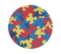 Mexpekil Tappetino per mouse con motivo puzzle con base in gomma antiscivolo, tappetino per mouse rotondo piccolo tappetino per mouse rotondo con bordo cucito, accessori da scrivania per lavorare e