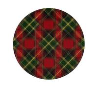 Mexpekil Tappetino per mouse con motivo scozzese rosso e verde, con base in gomma antiscivolo, tappetino per mouse rotondo con bordo cucito, accessori da scrivania per lavorare e giocare da 20 cm