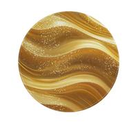 Mexpekil Tappetino per mouse con onde dorate scintillanti, con base in gomma antiscivolo, tappetino per mouse piccolo rotondo con bordo cucito, accessori da scrivania per lavorare e giocare da 20 cm