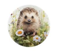 Mexpekil Tappetino per mouse con riccio e pianta con base in gomma antiscivolo, tappetino per mouse rotondo con bordo cucito, accessori da scrivania per lavorare e giocare da 20 cm