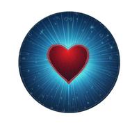 Mexpekil Tappetino per mouse con simbolo del cuore rosso, con base in gomma antiscivolo, tappetino per mouse piccolo rotondo con bordo cucito, accessori da scrivania per lavorare e giocare da 20 cm