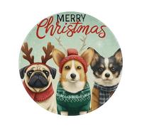 Mexpekil Tappetino per mouse con simpatico cane con base in gomma antiscivolo, tappetino per mouse rotondo piccolo tappetino per mouse rotondo con bordo cucito, accessori da scrivania per lavoro e