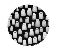 Mexpekil Tappetino per mouse con simpatico fantasma, bianco, con base in gomma antiscivolo, tappetino per mouse rotondo con bordo cucito, accessori da scrivania per lavorare e giocare da 20 cm