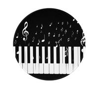 Mexpekil Tappetino per mouse con tasti di pianoforte e nota musicale, con base in gomma antiscivolo, tappetino per mouse piccolo rotondo con bordo cucito, accessori da scrivania per lavorare e giocare