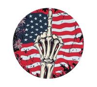Mexpekil Tappetino per mouse con teschio con bandiera americana, con base in gomma antiscivolo, tappetino per mouse piccolo rotondo con bordo cucito, accessori da scrivania per lavorare e giocare da