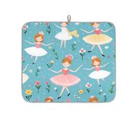 Mexpekil Tappetino scolapiatti a forma di ballerina con fiori, tappetino assorbente per scolapiatti da cucina, tappetino antiscivolo per scolapiatti tazze, padelle, 40,6 x 45,7 cm
