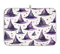 Mexpekil Tappetino scolapiatti a forma di cappello da strega di Halloween, 45,7 x 61 cm, assorbente da cucina, tappetino scolapiatti, tappetino da bar ad asciugatura rapida