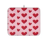 Mexpekil Tappetino scolapiatti a forma di cuori rosa e rossi, tappetino assorbente per scolapiatti da cucina, tappetino antiscivolo per scolapiatti tazze, padelle, 40,6 x 45,7 cm
