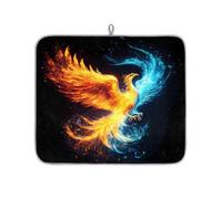 Mexpekil Tappetino scolapiatti a forma di fenice astratto, 40,6 x 45,7 cm, assorbente, per bancone cucina, tappetino scolapiatti ad asciugatura rapida, tappetino da bar