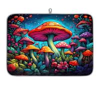 Mexpekil Tappetino scolapiatti a forma di funghi colorati della foresta, 45,7 x 61 cm, assorbente da cucina, tappetino scolapiatti ad asciugatura rapida, tappetino da bar