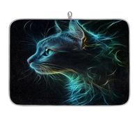 Mexpekil Tappetino scolapiatti a forma di gatto, linea neon, tappetino scolapiatti da cucina, tappetino da caffè, piano di lavoro per bar, 45,7 x 61 cm