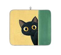 Mexpekil Tappetino scolapiatti a forma di gatto nero, assorbente, tappetino scolapiatti da cucina, antiscivolo, per scolapiatti per piatti, tazze, padelle, 40,6 x 45,7 cm