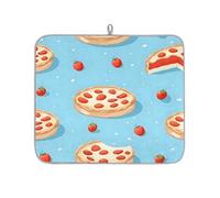 Mexpekil Tappetino scolapiatti a forma di pizza, 40,6 x 45,7 cm, assorbente, tappetino da cucina per bancone scolapiatti, tappetino da bar ad asciugatura rapida