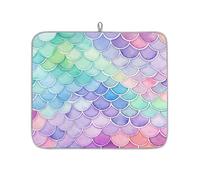 Mexpekil Tappetino scolapiatti a forma di squame di sirena colorate gelato, 40,6 x 45,7 cm, assorbente da cucina, tappetino scolapiatti, tappetino da bar ad asciugatura rapida