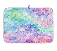 Mexpekil Tappetino scolapiatti a forma di squame di sirena colorate gelato, 45,7 x 61 cm, assorbente da cucina, tappetino scolapiatti, tappetino da bar ad asciugatura rapida