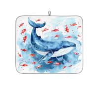 Mexpekil Tappetino scolapiatti ad acquerello con balena marina, pesce tropicale, 40,6 x 45,7 cm, assorbente da cucina, tappetino scolapiatti, tappetino da bar ad asciugatura rapida