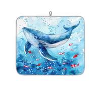 Mexpekil Tappetino scolapiatti ad acquerello con balena tropicale, 40,6 x 45,7 cm, assorbente da cucina, tappetino scolapiatti, tappetino da bar ad asciugatura rapida